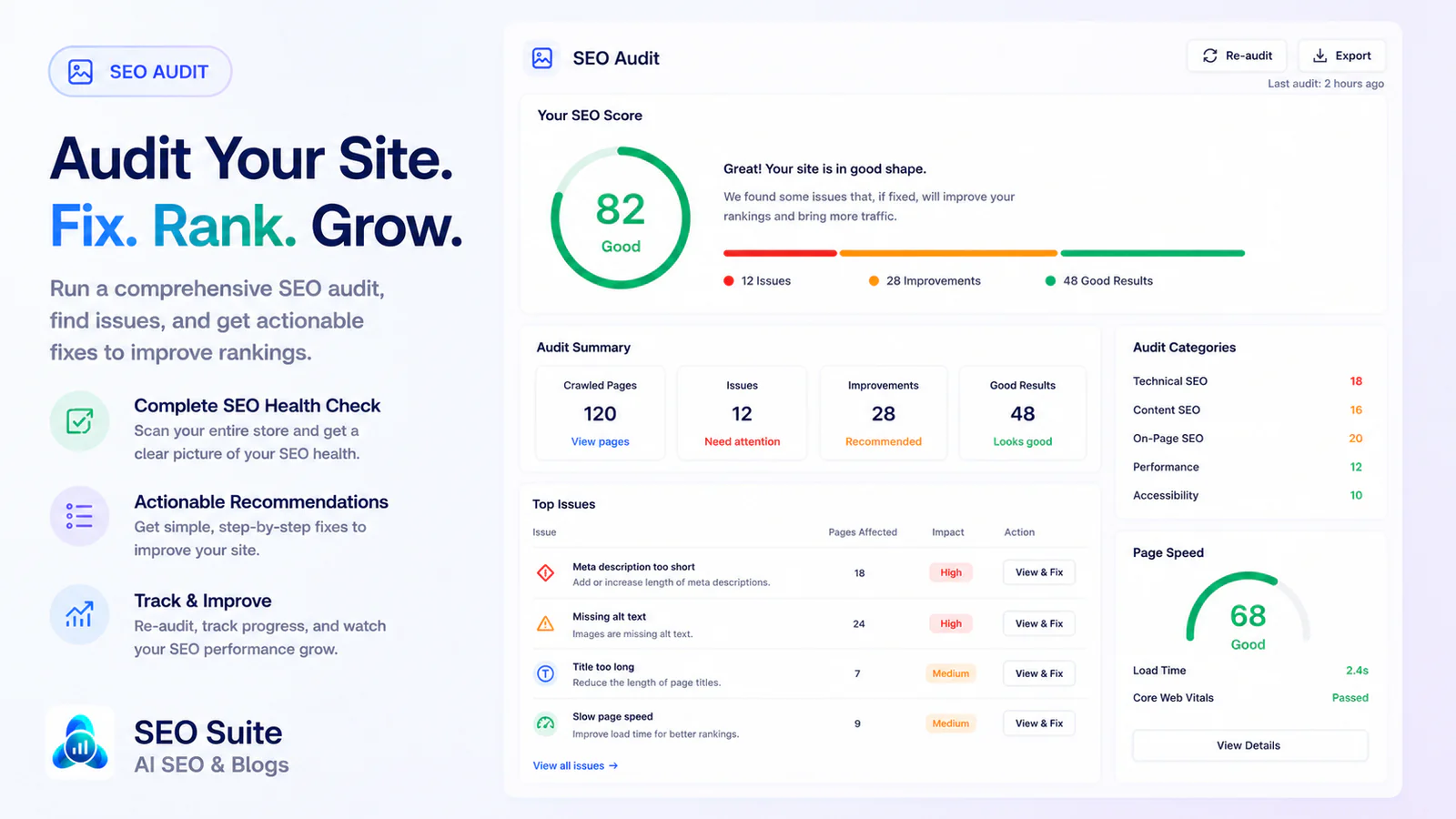 AI SEO Audit interface