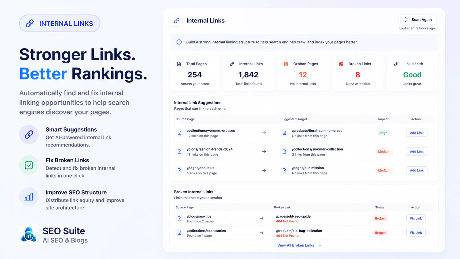 Internal Links interface